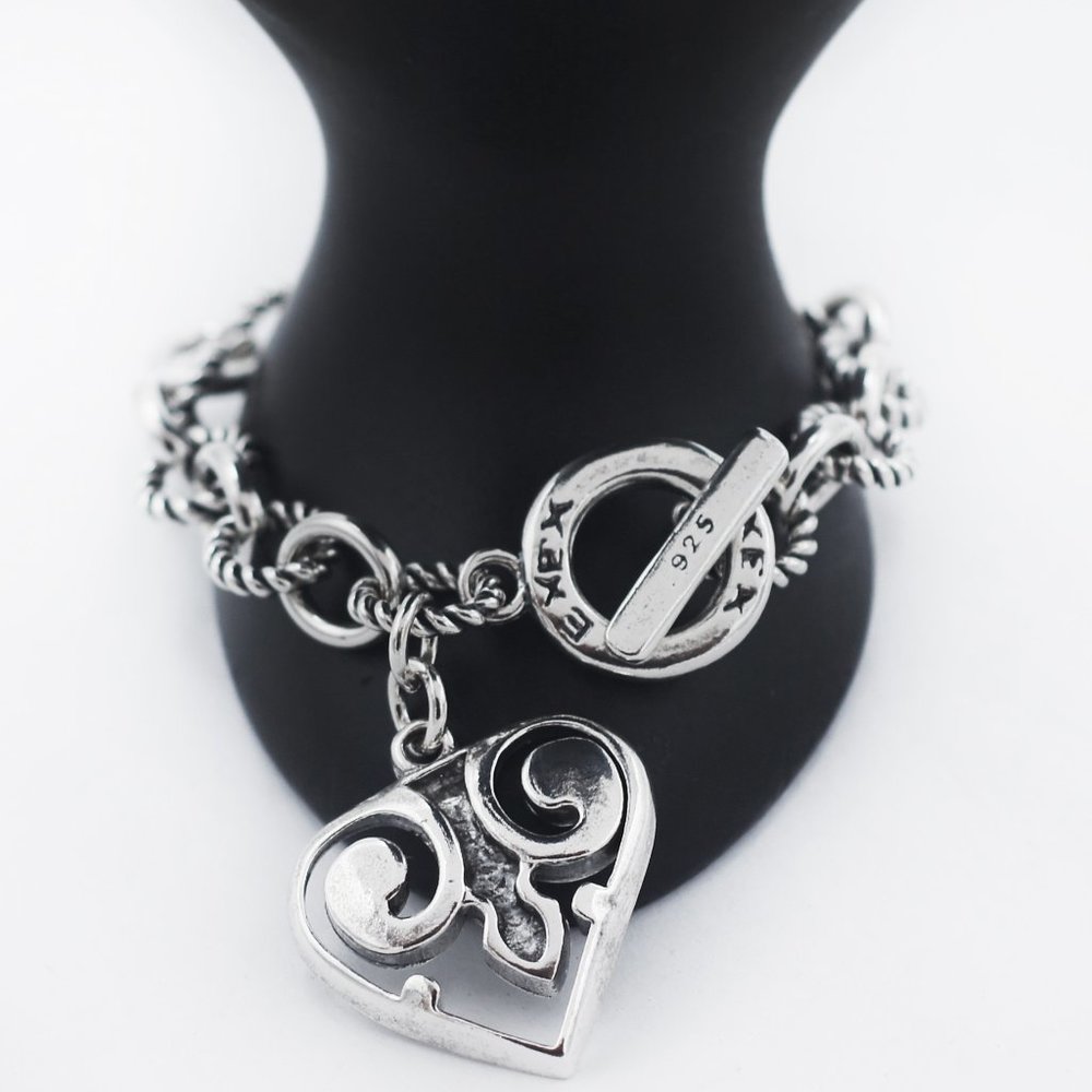 EXEX Claudia Agudelo 925 Silver Heart Charm Toggle bracelet
